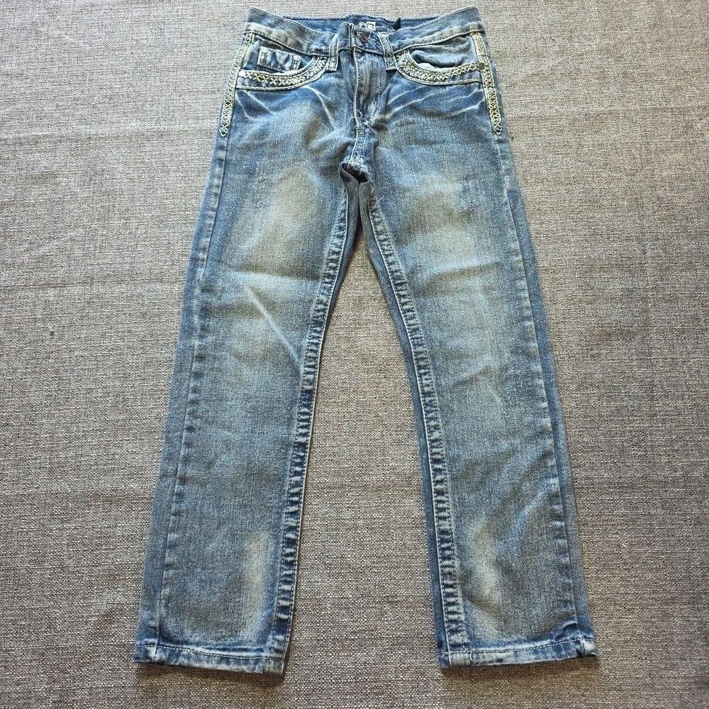 Rugby Road Jeans Girls Size 8 Blue Denim Thick Stitch